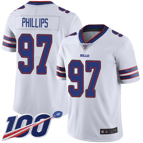 Men Buffalo Bills 97 Jordan Phillips White Vapor Untouchable Limited Player 100th Season NFL Jersey